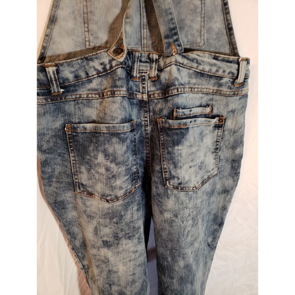 Women's Highway Distressed Tie Dye Jean Overalls Size 11 - Picture 4 of 6
